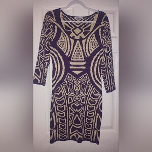 Stilletto's Soft Material Sweater Dress Beautiful Size XL Purple and off White